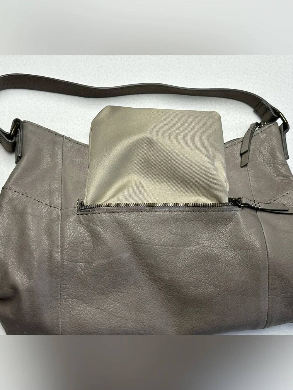 American Leather Co Gray Shoulder Bag • Soft Leather Hobo Tote